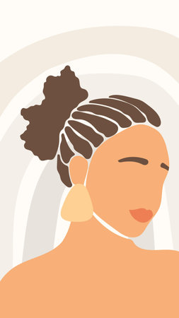 Vector illustration of a beautiful woman in a white dress with a hairstyleの写真素材