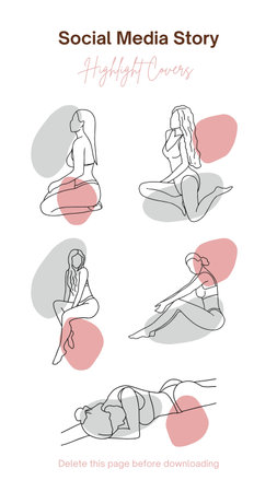 Set of yoga poses. Vector illustration of a woman practicing yoga.の写真素材