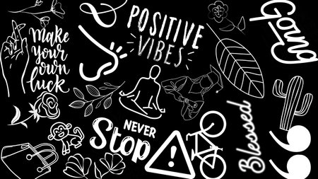 Hand drawn vector abstract graphic summer time cartoon illustration with lettering quote and doodle elementsの写真素材