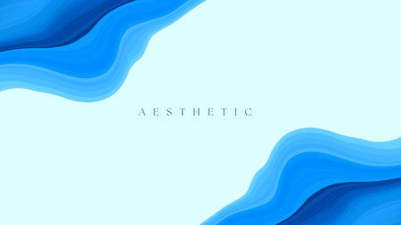 Abstract blue wavy background with copy space for text. Vector illustrationの写真素材