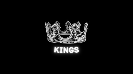 Illustration of a king crown with the word king in black backgroundの写真素材