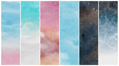 Abstract watercolor background set. Watercolor painting. Texture paper.の写真素材