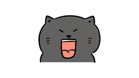 Vector illustration, flat design. Cat emoticon with tongue out.の写真素材
