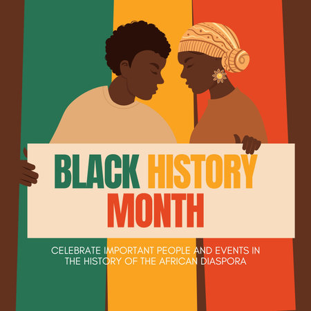 Black History Month. African American couple holding poster. Vector illustration.の写真素材