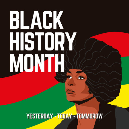 Black History Month. Vector illustration in flat style on black background.の写真素材