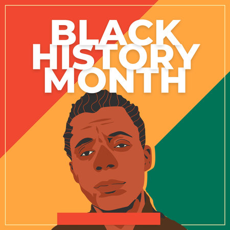 Black History Month. Vector illustration of a man with black hair.の写真素材