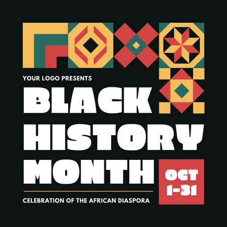 Black History Month poster design template. Creative typography with geometric elements.の写真素材