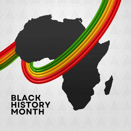 Black History Month concept with map of Africa and rainbow ribbon. Vector illustration.の写真素材