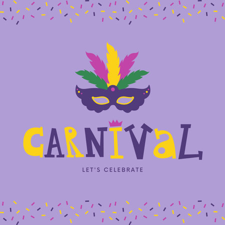 Carnival banner with mask and confetti. Vector illustration.の写真素材