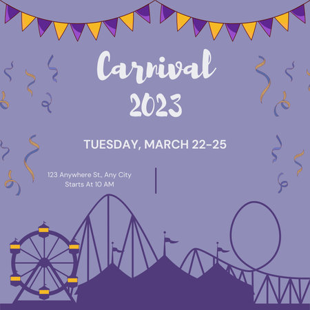 Carnival poster with ferris wheel and confetti. Vector illustrationの写真素材