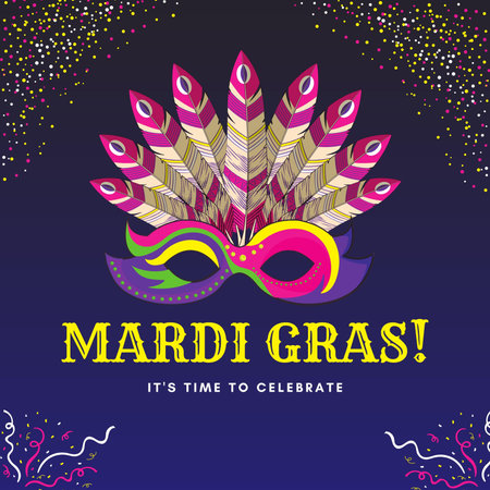 Mardi Gras background with mask and feathers. Vector illustration.の写真素材