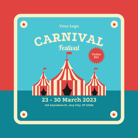 Circus poster template in flat style. Vector illustration for your designの写真素材