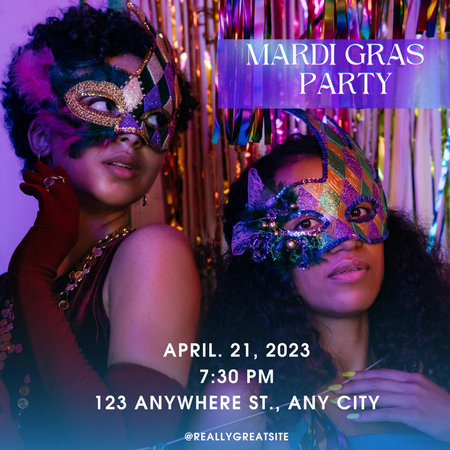 Party invitation. Dark-skinned women in carnival masks posing togetherの写真素材