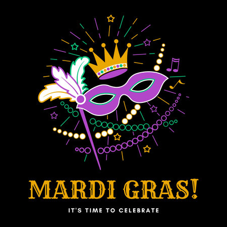 Mardi Gras carnival poster with mask. Vector illustration.の写真素材