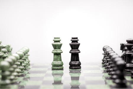Kings summit talk - A composition of two kings between the raws of chess pieces 