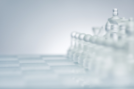 The ghosty chess - A full set of check pieces in mist の写真素材