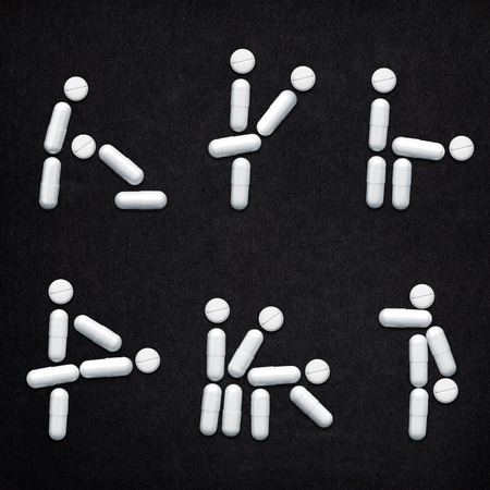 Creative still life set of AIDS transmission; medicine concept made of drugs and pills.の写真素材