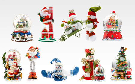 A set of X-mas presents including snowmen, santa and different snowballs.の写真素材