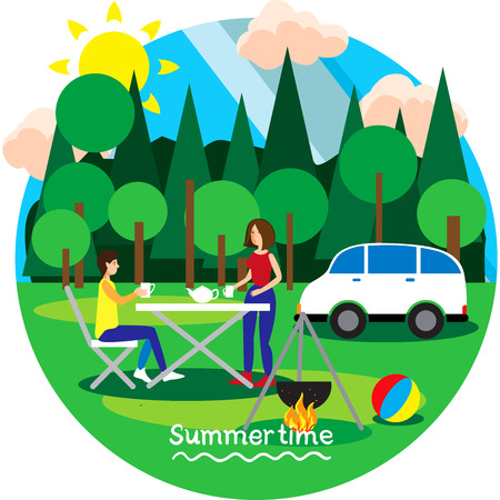 Creative conceptual vector. Summertime vacation.のイラスト素材