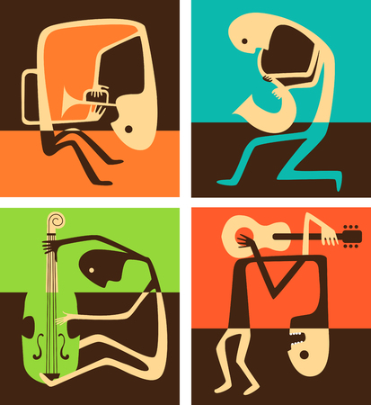 Creative conceptual vector. Man playing musical instrument.の写真素材