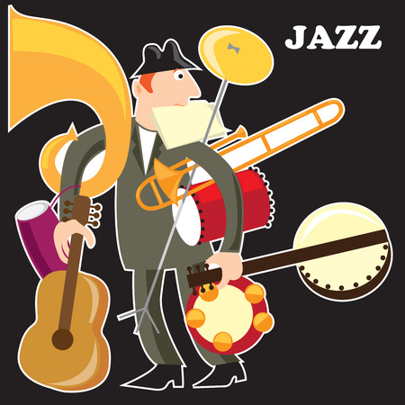 Creative conceptual vector. Man playing musical instrument.の写真素材