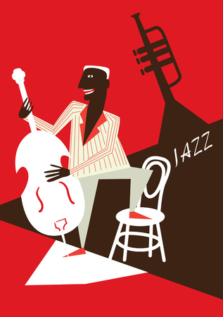 Creative conceptual vector. Man playing musical instrument.の写真素材