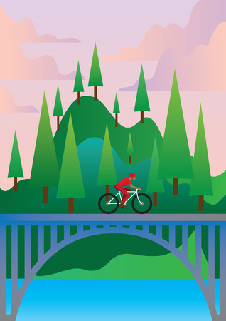 Creative conceptual vector. Man is riding the bike.の写真素材