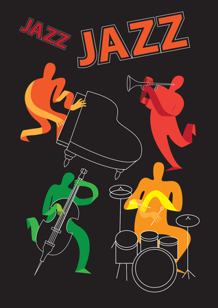 Creative conceptual music festival vector. Band playing musical instruments.のイラスト素材
