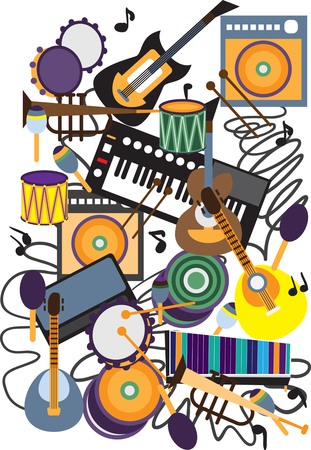 Creative conceptual music festival vector. Musical instruments.のイラスト素材