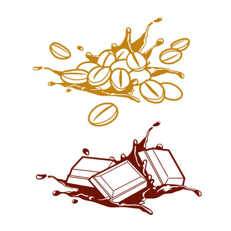 Chocolate and coffee splash, vector illustrationのイラスト素材