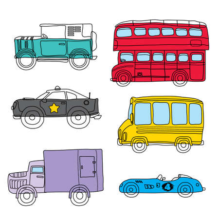Transportation series in sketchのイラスト素材