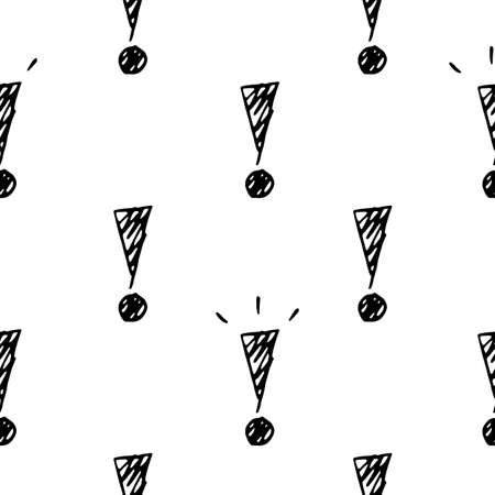 Exclamation mark seamless pattern. Hand draw illustration.のイラスト素材
