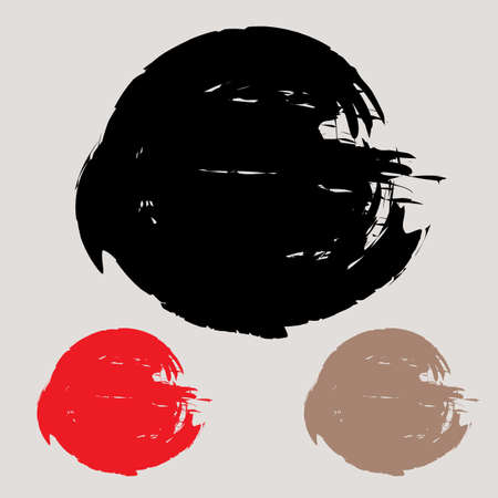 Grunge paint circle vector element. Brush smear stain textureのイラスト素材