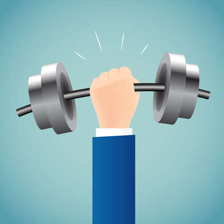 businessman lifting a heavy weight. Business concept.のイラスト素材