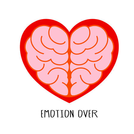 Brain heart shape. Emotion over concept.のイラスト素材