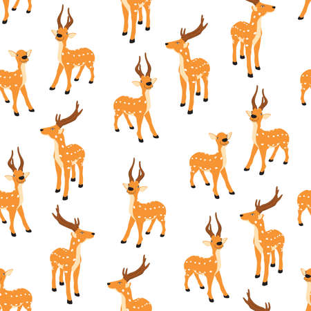 seamless pattern with deer, illustrationのイラスト素材
