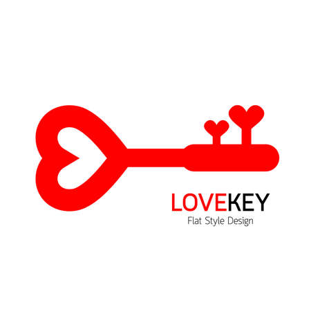 Key of heart shape. illustration isolated on white background. Flat style design.のイラスト素材