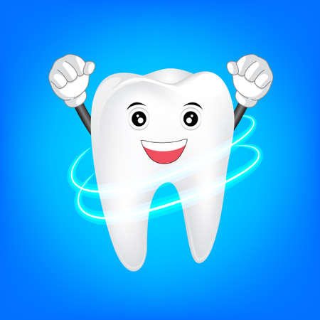 Clean tooth character. Dental care Concept. Illustration icon design.のイラスト素材