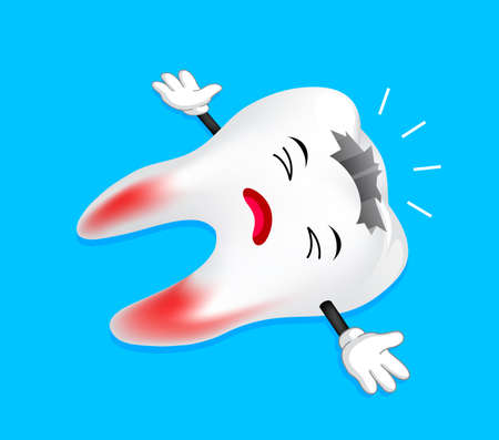 Dead tooth character. funny illustration. Great for dental care concept.のイラスト素材