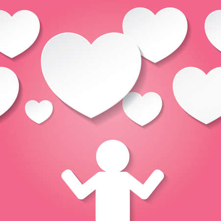 People with heart shape bubble. Design Template, illustrationのイラスト素材