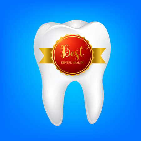 Tooth certificate sign icon. Dental care symbol. Best dental health care concept, Illustration.のイラスト素材