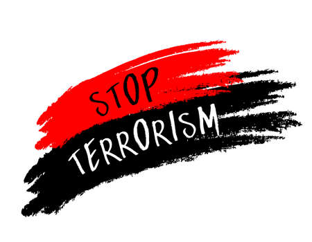 Stop terrorism paint. Brush style illustration isolated on white background.のイラスト素材