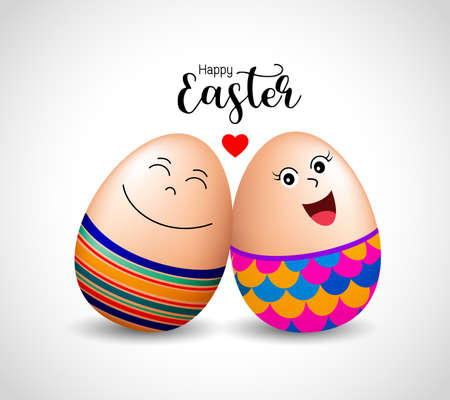 Funny egg characters. Happy Easter day,  Illustration.のイラスト素材
