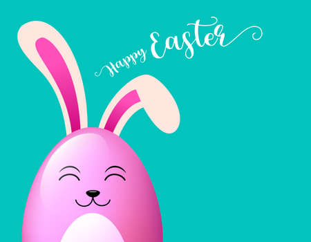 Rabbit oval characters design. Happy Easter concept. Illustration isolated on green background....