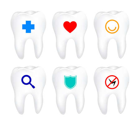 Tooth icon design set Illustration Dental care concept Web and mobile design element.のイラスト素材