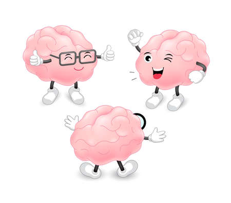 Brain characters. brainstorming concept. Illustration isolated on white background.のイラスト素材