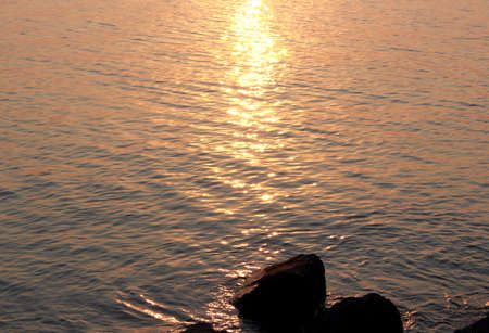 The last light on the  river. Beautiful Golden Sun Set.の写真素材