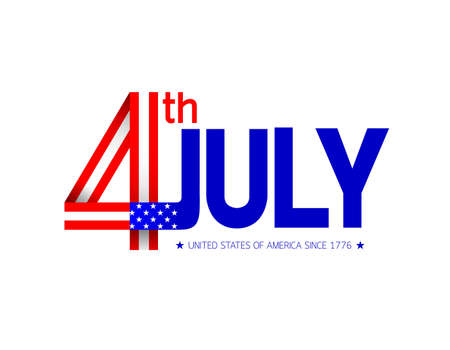 Happy USA Independence Day 4 th July. Greeting card and poster Design. Illustration isolated on white background.のイラスト素材