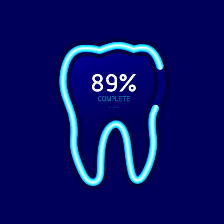 Loading icon in tooth shape. Dental care concept. Vector illustration isolated on blue blackground.のイラスト素材