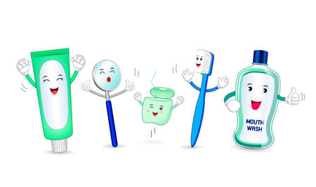 Dental instruments and teeth hygiene items.のイラスト素材